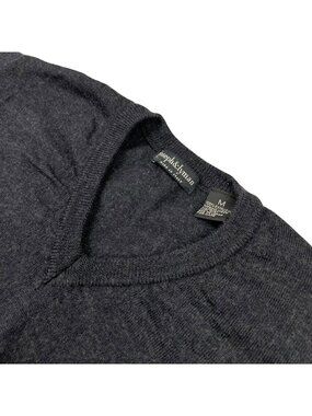 Joseph & Lyman Men’s 100% Wool V-Neck Pullover Sweater Gray • Italy • Medium